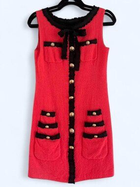 Vintage Moschino Cheap & Chic pink and black wool mini dress size IT42 /US small